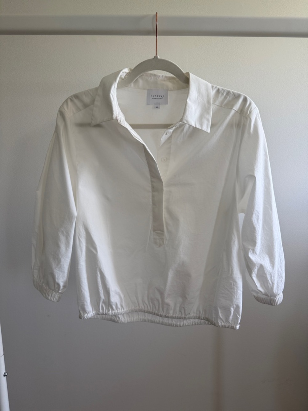 sundays White Relaxed Popover Button Down